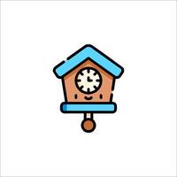 A cuckoo clock icon with a blue and white background vector