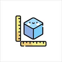 A ruler and a cube with a smiley face vector