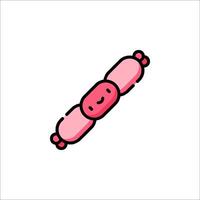 A pink sausage with a smiley face on it vector