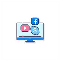 A computer screen with a social media icon vector