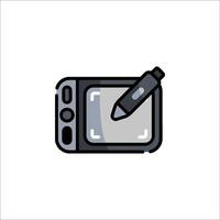 A tablet with a pen and a computer screen vector