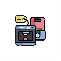 A computer and a printer icon on a white background vector