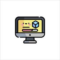 A computer monitor with a cube on it vector