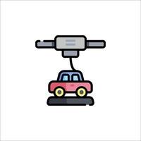 Car on a conveyor belt icon vector