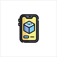A phone with a cube on it and a smiley face vector