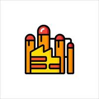 A factory icon with a red and orange color scheme vector