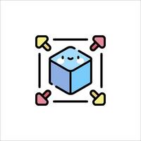 A cube with a face and a heart on it vector