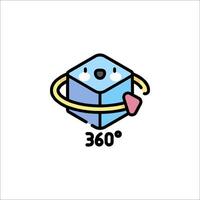 A cube with the words 360 on it vector