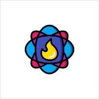 A colorful logo with a flame inside of it vector