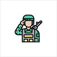 A soldier saluting icon in a flat style vector