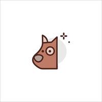 A dog's head is shown in a simple line style vector