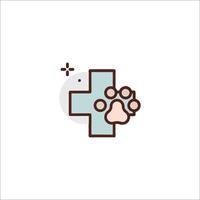A dog paw and cross symbol on a white background vector