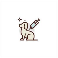 A dog with an injection in its mouth vector