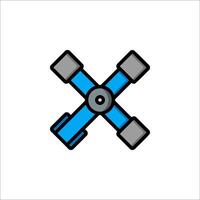 A wrench icon with two wrenches on it vector