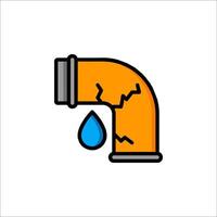 A broken pipe with a drop of water icon vector