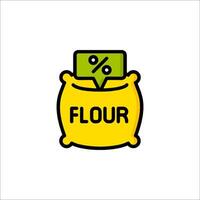 Flour bag icon with a green arrow pointing to the price vector