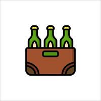 Beer bottles in a bag icon vector