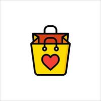 A yellow shopping bag with a heart inside vector