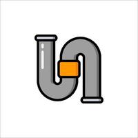 A pipe with a valve on it and a letter u vector