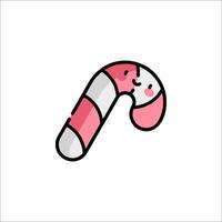 A candy cane icon with a smiley face vector