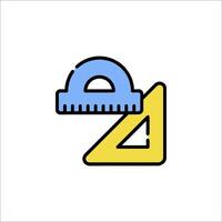 A blue and yellow triangle with a ruler on it vector