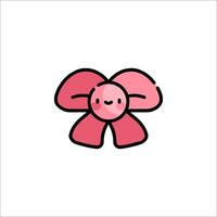 A pink bow with a smiley face on it vector