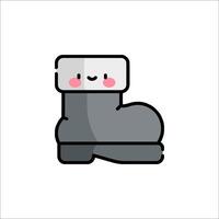 A cute snow boot icon with a pink face vector