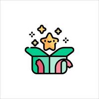 A gift box with a star inside it and a bow vector
