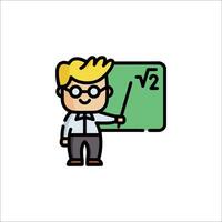 A teacher with glasses and a chalkboard vector