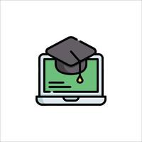 A graduation cap on a laptop computer vector