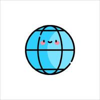A cartoon globe with a smiley face vector