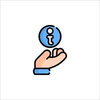 A hand holding a blue icon with a hand holding a button vector