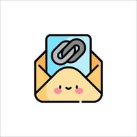 Email icon with a link and a smiley face vector