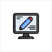 A computer monitor with a pen on it vector