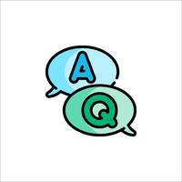 Two speech bubbles with the letter q and a vector