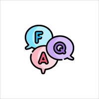 A cartoon version of the word faq and q vector