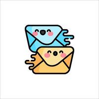 Two cartoon mail envelopes with faces on them vector