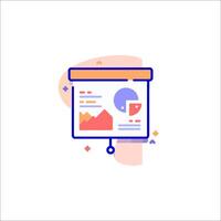 A flat icon of a computer screen with a graph on it vector