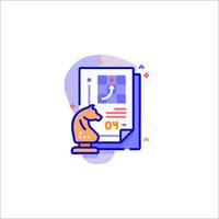 A blue and orange icon of a chess piece on a paper vector