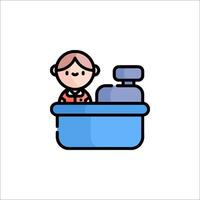 A cartoon man in a blue sink with a computer vector