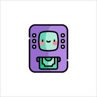 A purple and green robot with a smile on its face vector