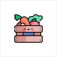 A cartoon box with vegetables inside vector