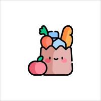 A cute bag with fruit and vegetables in it vector
