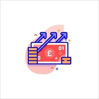 A flat line icon of a stack of money and a stack of money vector