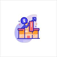 A business building with a dollar sign and a dollar sign vector