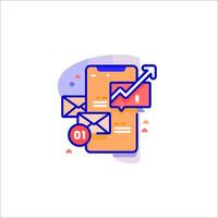 Email marketing icon with a phone and envelope vector