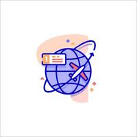 A globe with an airplane and a ticket vector