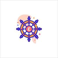 A colorful icon of a wheel with a euro coin inside vector