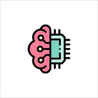 A brain icon with a computer chip on it vector
