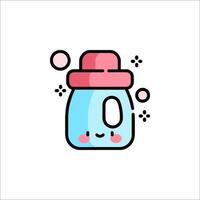 A baby bottle with a smiley face on it vector